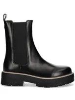 Hugo Boss Leather Chelsea Boots With Striped Welt And Chunky Sole In 黑色