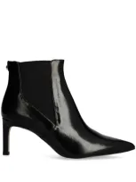 Hugo Boss Pointed-toe Boots In Leather With Stretch Panels In 黑色