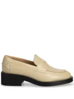 Hugo Boss Logo-plaque Leather Loafers In Neutrals