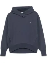 Hugo Boss Melange-cotton Hoodie With Double B Monogram In Dark Blue