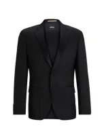 Hugo Boss Single-breasted Jacket In Virgin-wool Serge In Black