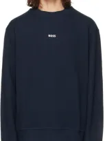 Hugo Boss Navy Relaxed-fit Sweatshirt In 404-dark Blue