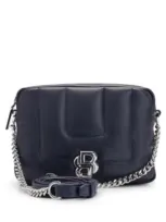 Hugo Boss Quilted Crossbody Bag With Double B Monogram Hardware In Dark Blue