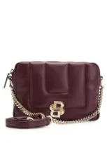 Hugo Boss Quilted Crossbody Bag With Double B Monogram Hardware In Dark Red