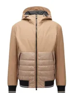 Hugo Boss Quilted Panel Jacket In Beige