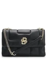 Hugo Boss Quilted Shoulder Bag With Double B Monogram Hardware In Black