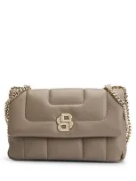 Hugo Boss Quilted Shoulder Bag With Double B Monogram Hardware In Neutral