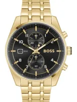 Hugo Boss Boss Skytraveller Chronograph Bracelet Watch, 44mm In Black