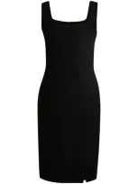 Hugo Boss Square-neck Dress In Stretch Material With Front Slit In Black