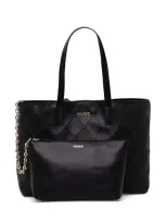 Hugo Faux-leather Shopper Bag With Logo-chain Embossed Pattern In Black