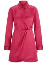 Hugo Classic-collar Satin-finish Dress In Pink