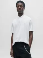 Hugo Cotton-blend Polo Shirt With Zip Placket In White