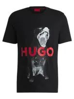 Hugo Cotton-jersey Regular-fit T-shirt With Animal Graphic In Black