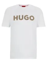 Hugo Cotton-jersey Regular-fit T-shirt With Houndstooth Logo In White 100