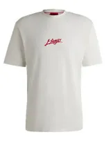 Hugo Cotton-jersey Relaxed-fit T-shirt With Logo Prints In White