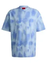 Hugo Cotton-jersey T-shirt With Seasonal Print In Light Blue