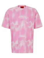 Hugo Cotton-jersey T-shirt With Seasonal Print In Pink