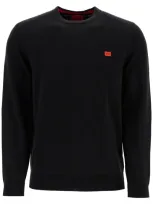 Hugo Organic-cotton Sweater With Red Logo Label