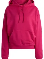 Hugo Cotton-terry Hoodie With Stacked Logo And Kangaroo Pocket In Pink