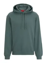 Hugo Relaxed-fit Cotton Hoodie With Contrast Logo In Dark Green