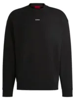 Hugo Relaxed-fit Long-sleeved T-shirt With Logo Print In Black 001