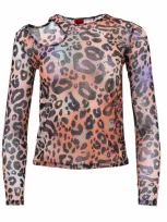 Hugo Damecia Jersey Tops Beige In Animal Print