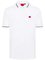 Hugo Cotton-piqu Slim-fit Polo Shirt With Logo Label In White