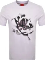 Hugo Cotton-jersey T-shirt With Artwork And Logo In Lilac