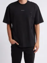 Hugo Cotton-jersey Oversize-fit T-shirt With Logo Print In Black