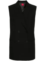 Hugo Regular-fit Sleeveless Jacket With Double-breasted Front In Black