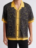 Hugo Oversize-fit Shirt In A Printed Cotton Blend In Gold