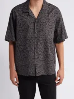 Hugo Oversized-fit Shirt In Seasonal-print Cotton Poplin In 009-black