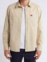 Hugo Erato Canvas Overshirt In Medium Beige