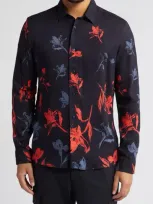 Hugo Emero Straight Fit Floral Button-up Shirt In Dark Blue