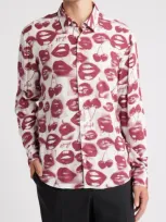 Hugo Slim-fit Shirt With Seasonal Print In Cherries