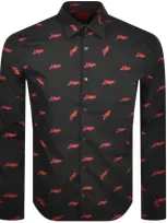 Hugo Ermo Logo Pattern Shirt Black