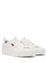 Hugo Morrie Mens Cupsole Trainers With Logo Flag In White 100