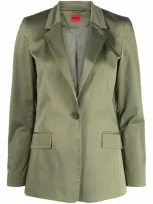 Hugo Fitted Single-breasted Blazer In Green