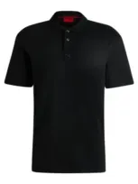 Hugo Interlock-cotton Polo Shirt With Stacked Logo In Black 001