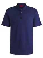 Hugo Interlock-cotton Polo Shirt With Stacked Logo In Dark Blue