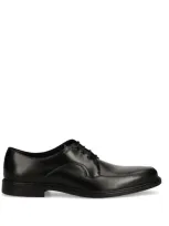 Hugo Portuguese Leather Derby Shoes With Embossed Logo In Black