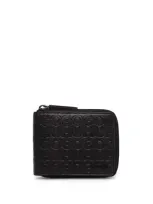 Hugo Logo-embossed Leather Wallet In Black