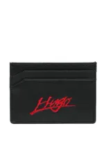 Hugo Logo-embroidered Cardholder In Black