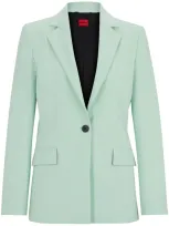 Hugo Regular-fit Jacket In Stretch Material With Button Closure In Light Green