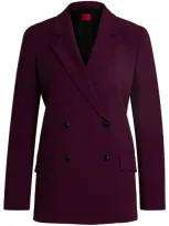 Hugo Relaxed-fit Jacket With Double-breasted Closure In Purple