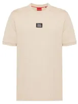 Hugo Logo-patch Cotton T-shirt In Neutrals