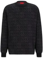 Hugo Logo-print Cotton-blend Sweatshirt In Black