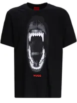 Hugo Cotton-jersey Regular-fit T-shirt With Animal Graphic In Black