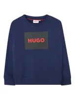 Hugo Kids' Logo-print Sweatshirt In Blue