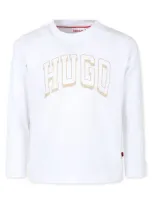 Hugo Kids' Logo-print Sweatshirt In White